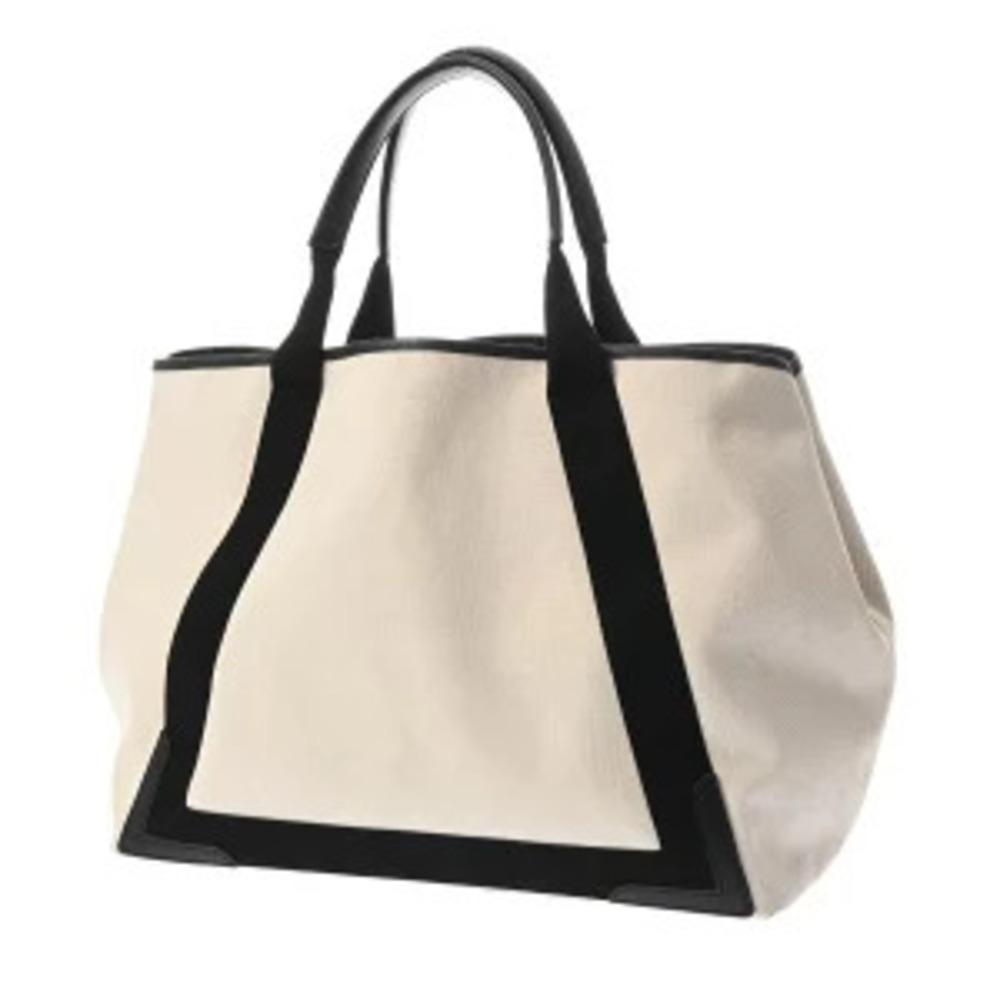 Balenciaga Navy Blue Cabas White Black Canvas Leather Handbag - Picture 2 of 9